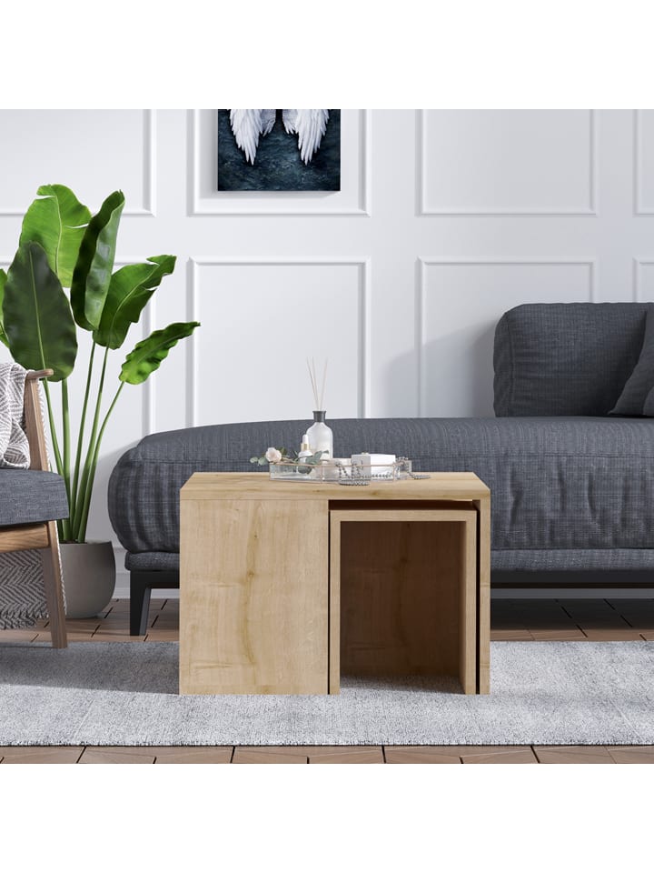 Couchtisch "Ortanca" in Eiche - (B)60 x (H)37 x (T)60 cm