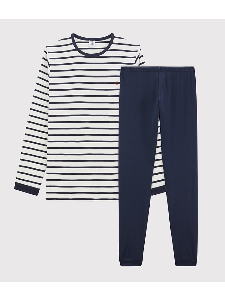 Pyjama in Dunkelblau/ Creme