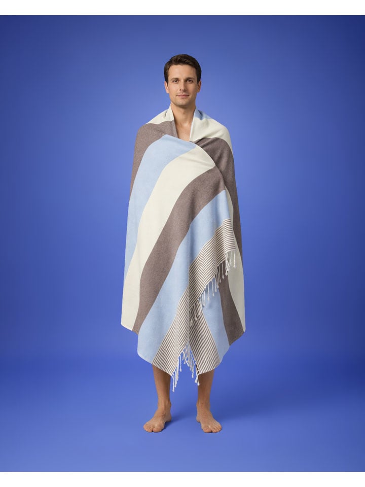 Strandtuch "Towel To Go - Palermo" in Blau/ Schwarz - (L)180 x (B)100 cm