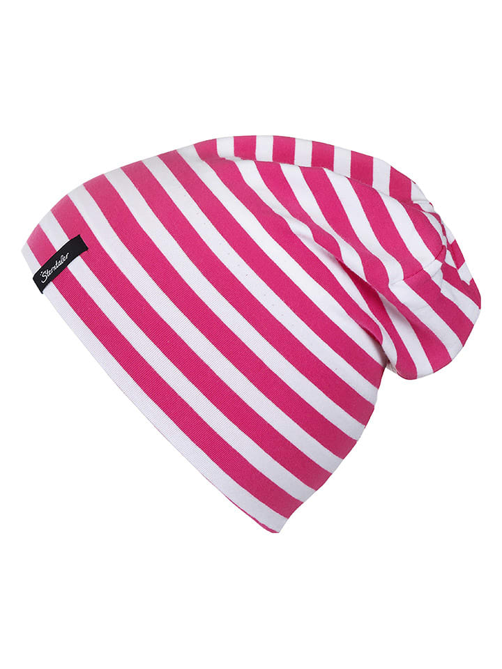 Czapka beanie w kolorze różowo-białym