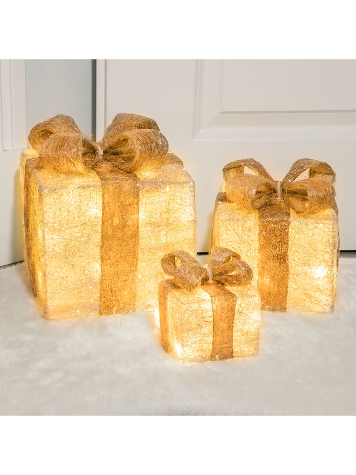 Dekoracyjne lampy  LED (3 szt.) "Giftbox" w kolorze ciepłej bieli