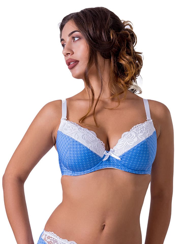 Push-Up-BH "Cyria" in Blau/ Weiß