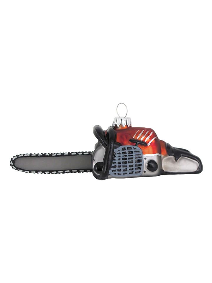 Christbaumornament "Kettensäge" in Rot/ Schwarz - (B)14 cm