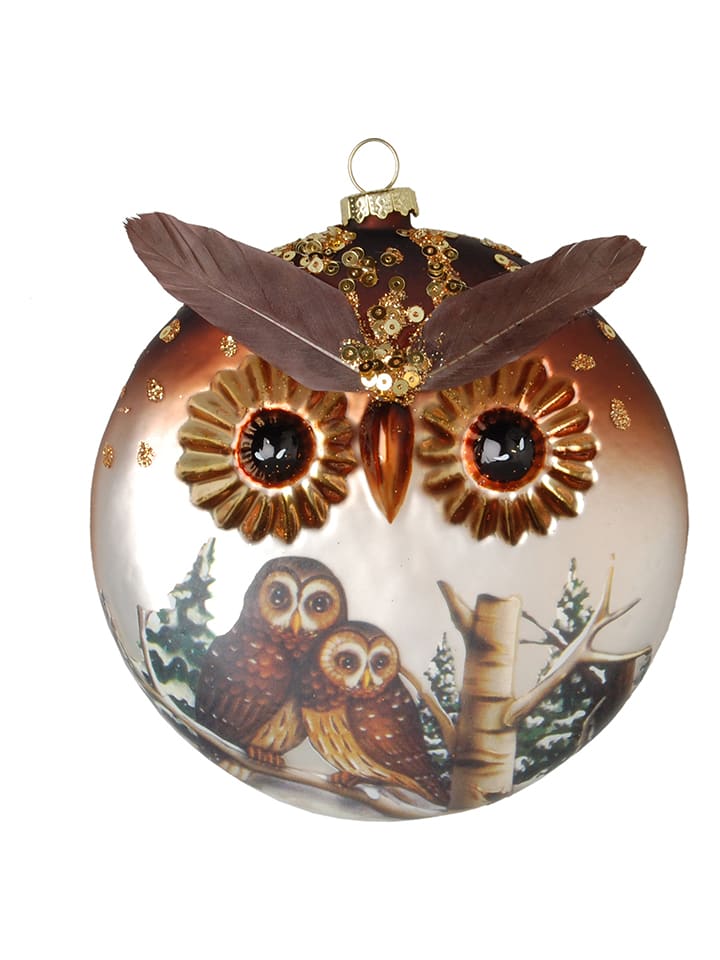 Christbaumornament "Eulen" in Braun - (L)12 cm