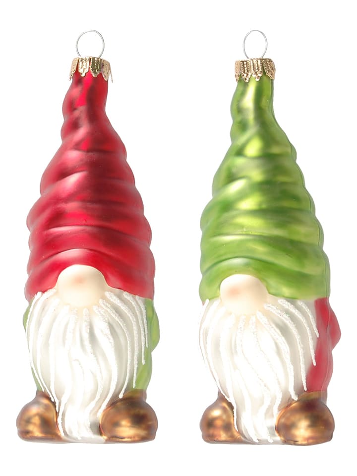 Kerstboomversiering "Dwergen" groen/rood - 2 stuks