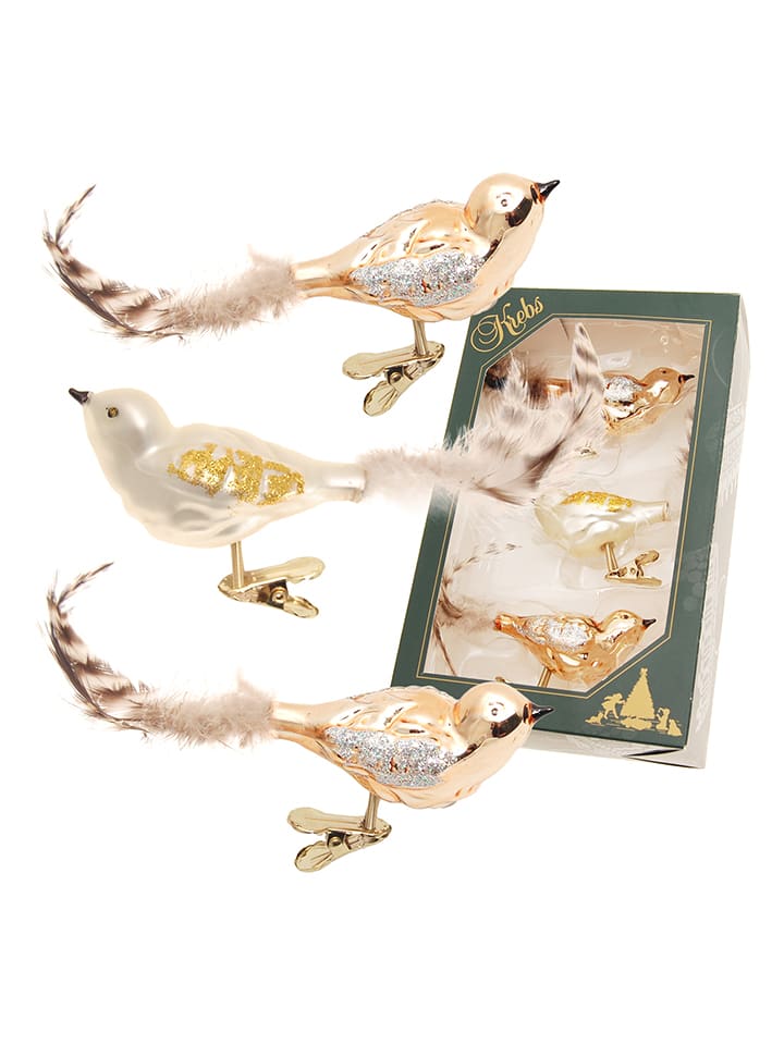 Christbaumornamente "Vogel" in Gold - 3 Stück