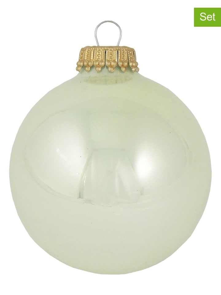 Christbaumkugeln in Creme - 8 Stück - Ø 7 cm