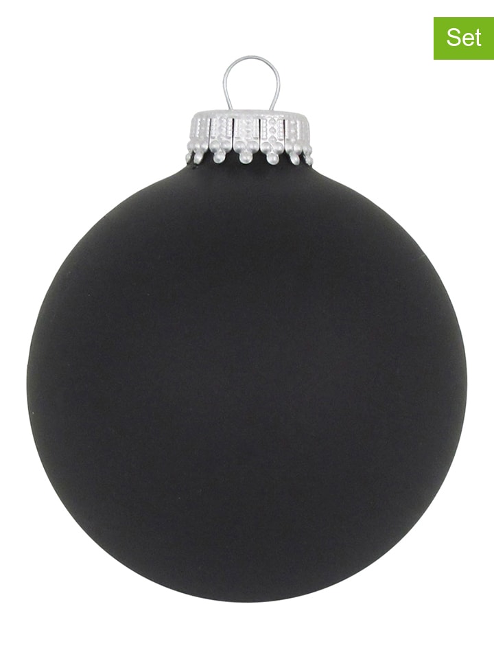 Kerstballen zwart - 8 stuks - Ø 7 cm