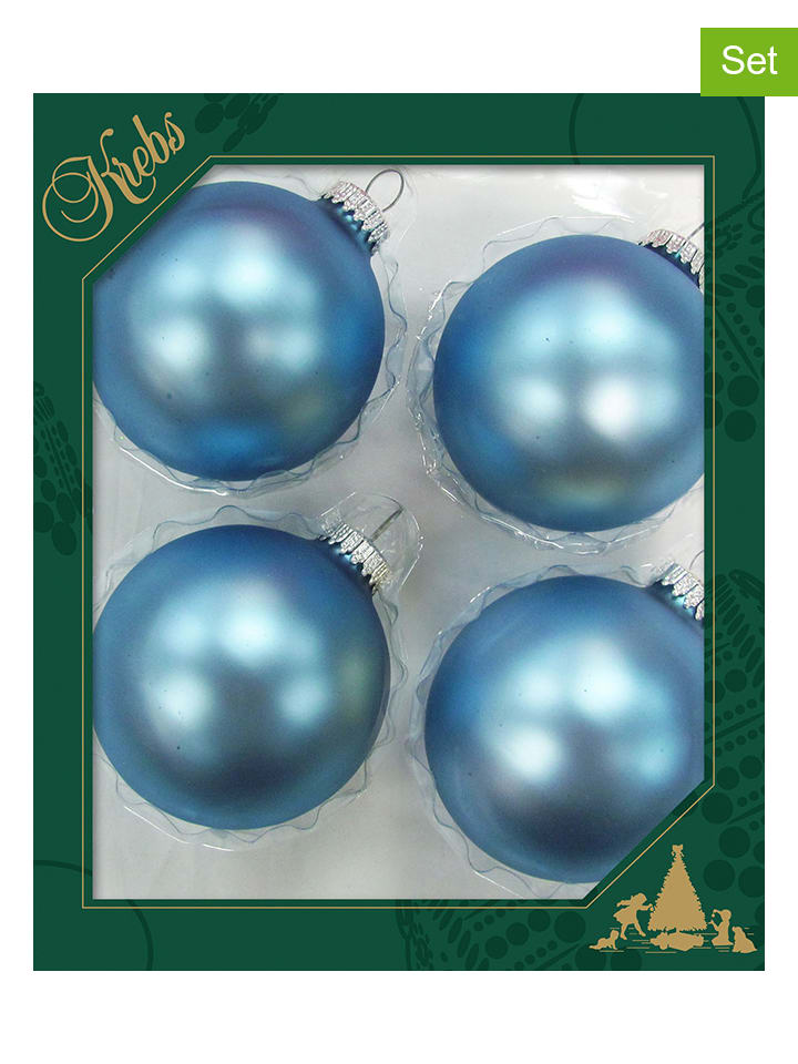 Christbaumkugeln in Hellblau - 4 Stück