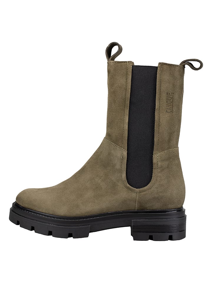 Skórzane sztyblety w kolorze khaki