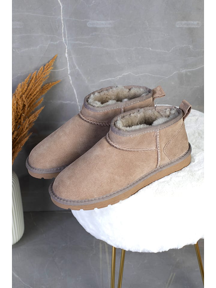 Leren winterboots "Mindy" beige