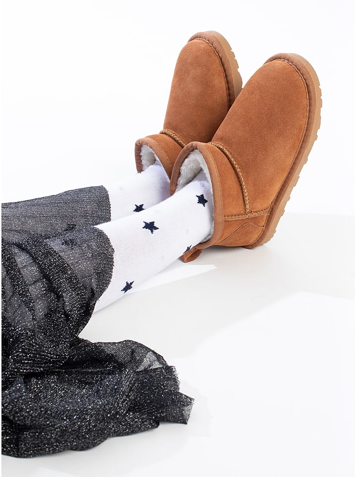 Leren winterboots "Mindiki" lichtbruin