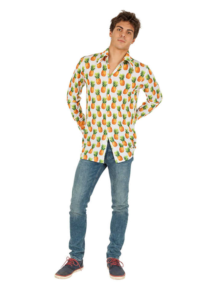 Kostümhemd "Ananas" in Hellblau/ Bunt