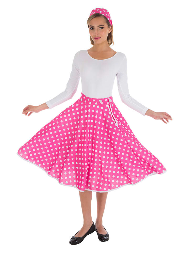 2tlg. Kostüm "White Dots" in Pink