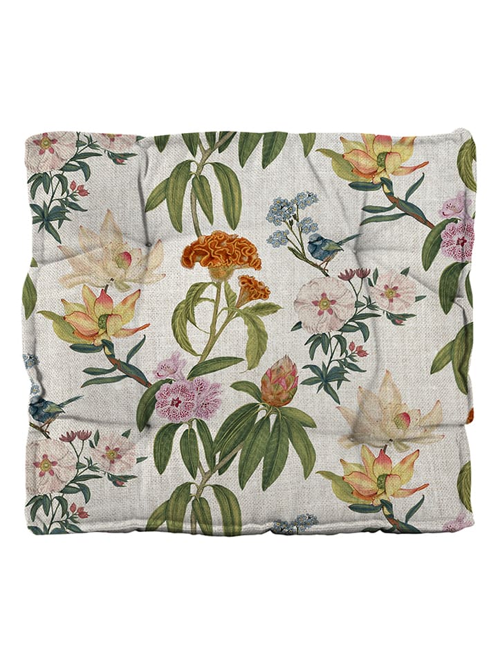 Sitzkissen in Creme/ Bunt - (L)37 x (B)37 cm