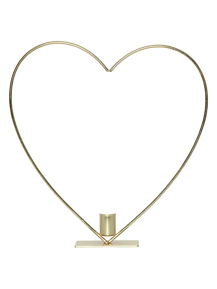Dekoracyjna lampa LED "Flamme Heart" w kolorze złotym - 28 x 28 cm