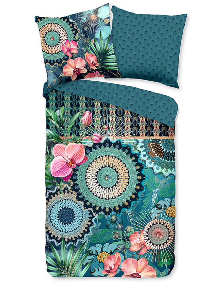Satijnen beddengoedset "Valdez" blauw