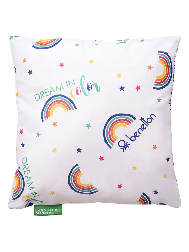 Poduszka "Rainbow" w kolorze białym ze wzorem