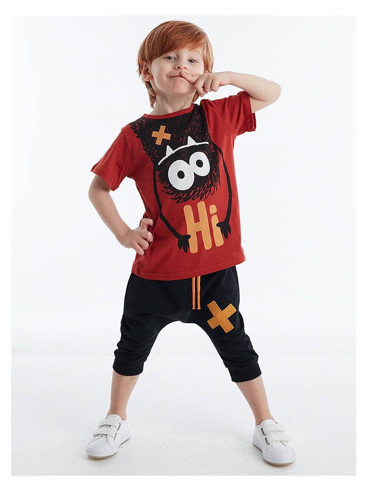 2-delige outfit rood/zwart