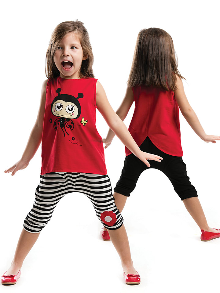 2tlg. Outfit "Miss Lady Bug" in Rot/ Schwarz