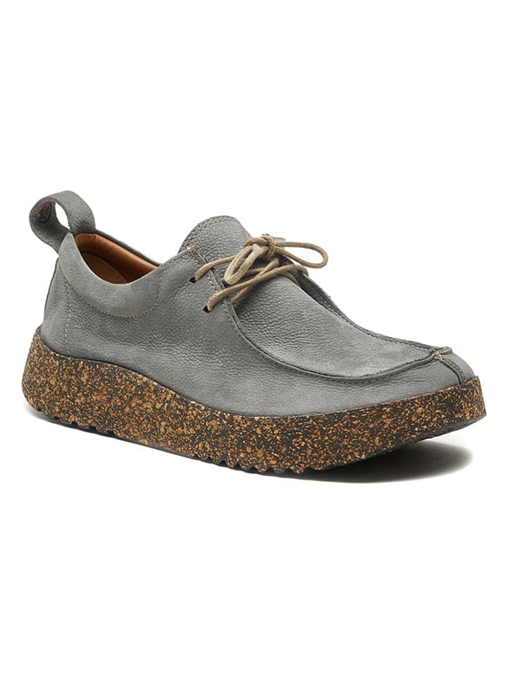 Leder-Schnürschuhe in Grau