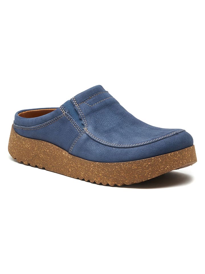 Leder-Clogs in Dunkelblau