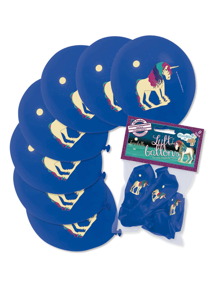 Luftballons "Einhorn Lunabelle" in Blau - 8 Stück
