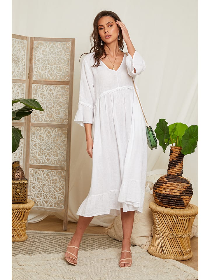 Mellow antenne Sterkte Lin Passion Linnen jurk wit goedkoop kopen | limango