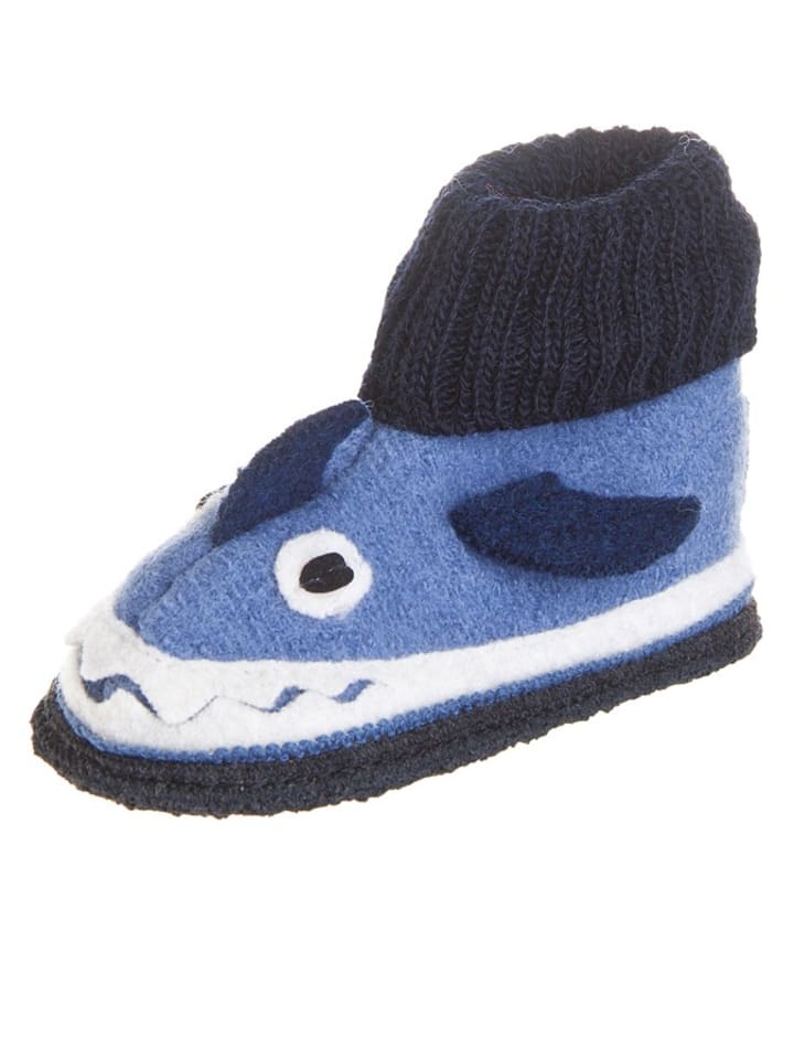 Viltpantoffel "Squalo" blauw/wit