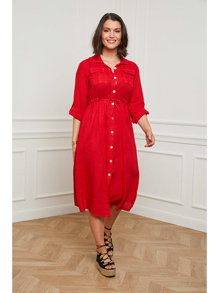 Leinen-Kleid in Rot