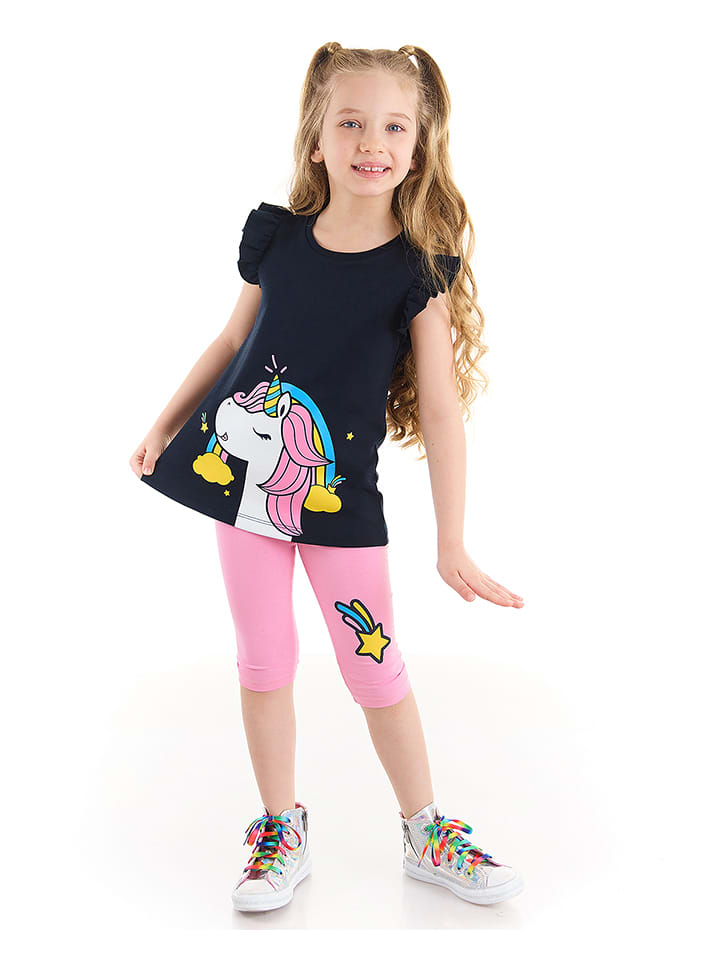 2-delige outfit "Unicorn Rainbow" lichtroze/zwart