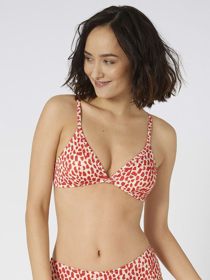 Biustonosz bikini w kolorze czerwono-beżowym