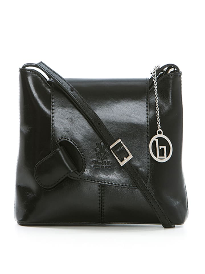 Lia Biassoni Leren schoudertas zwart B 24 x H 20 x D 6 5 cm goedkoop kopen limango