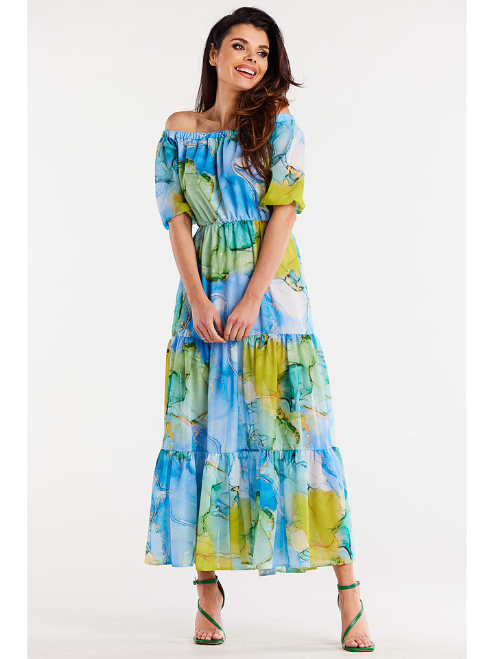 Jurk blauw/geel