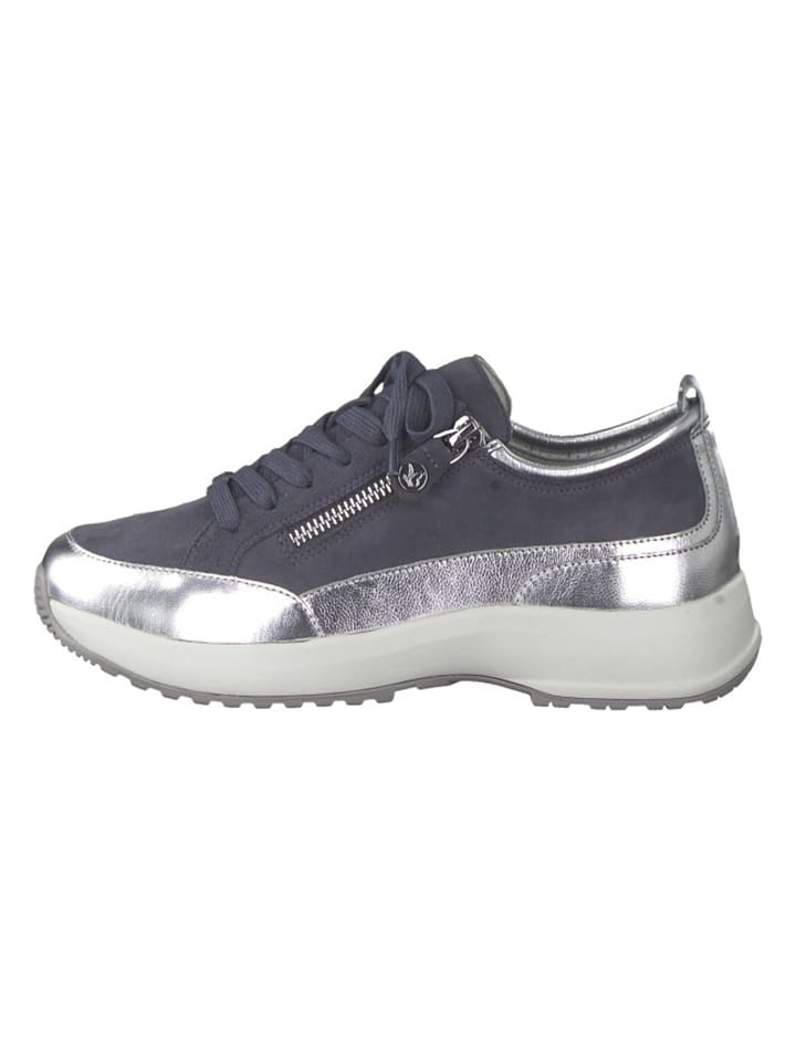 Caprice Leren sneakers blauw zilverkleurig goedkoop kopen limango