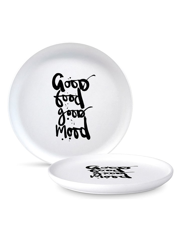 Dessertbord "Good Food" wit/zwart - Ø 21 cm