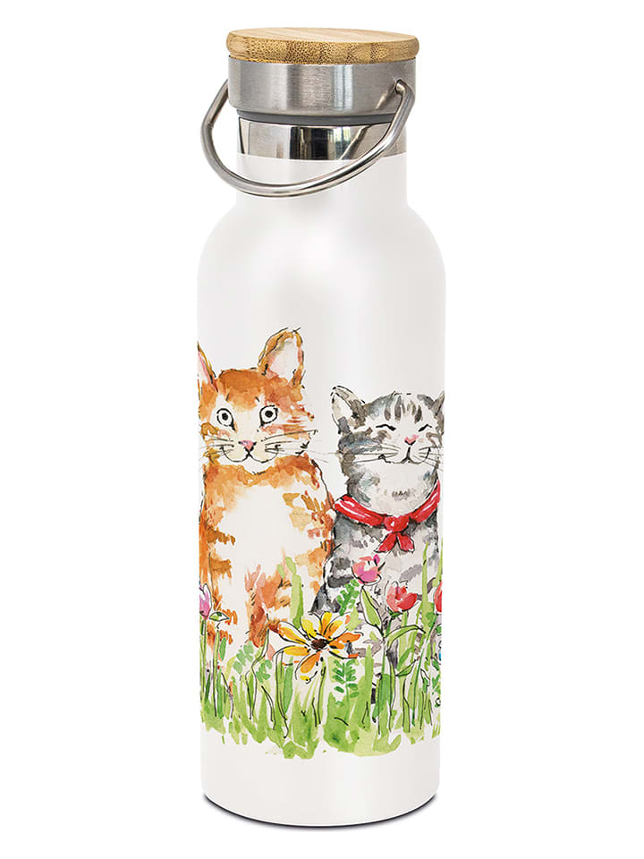 Butelka termiczna "Malley & Friend" w kolorze białym ze wzorem - 500 ml