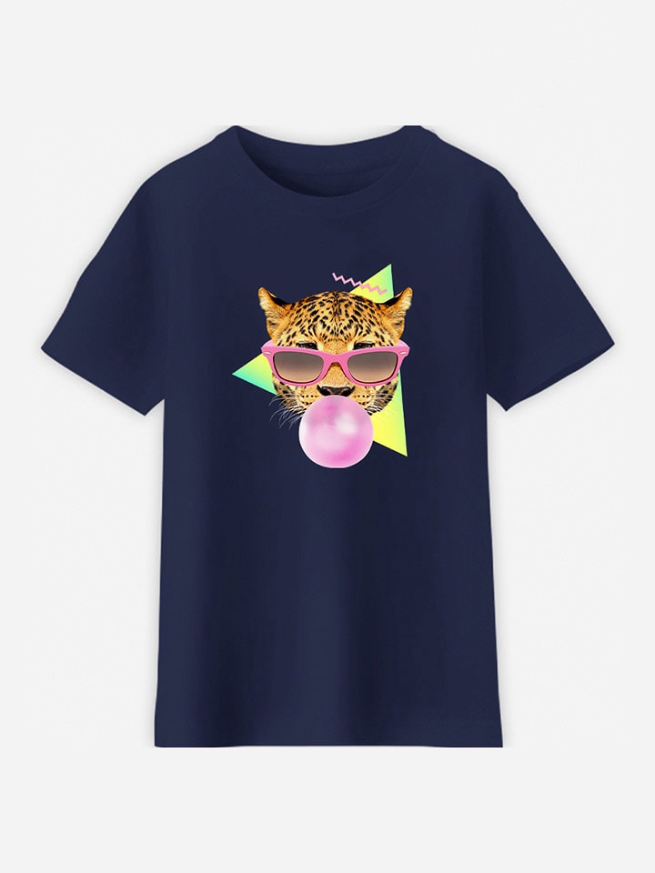 Koszulka "Bubble gum leo" w kolorze granatowym
