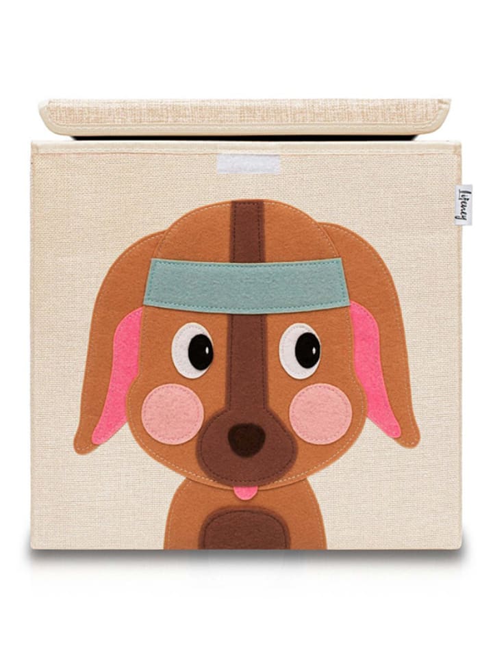 Pudełko "Dog" w kolorze jasnobrązowo-beżowym - 33 x 33 x 33 cm