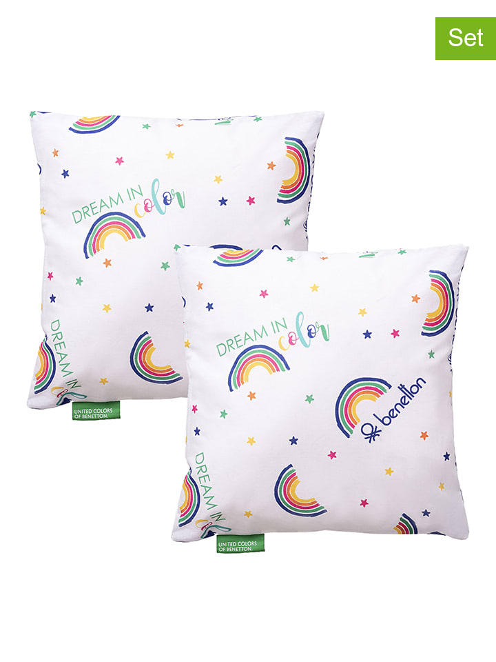 Kussen "Rainbow" wit/meerkleurig - (L)40 x (B)40 cm