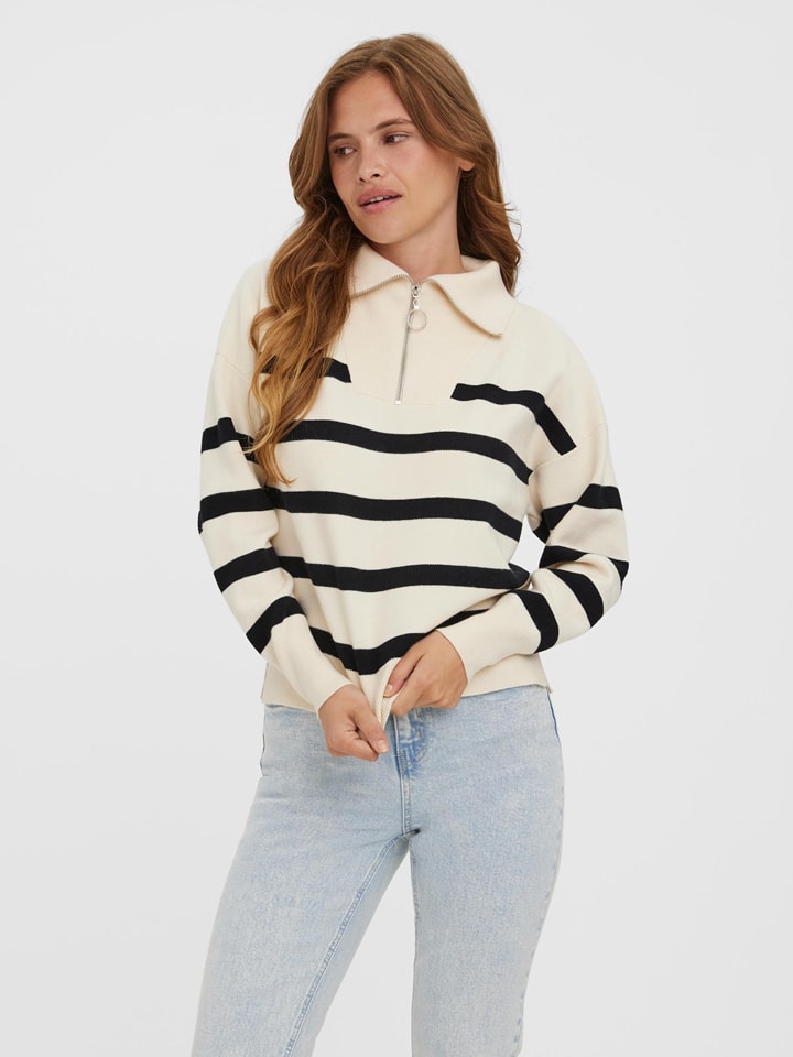 Sweter "Saba" w kolorze czarno-kremowym