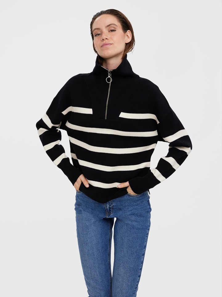 Sweter "Saba" w kolorze kremowo-czarnym