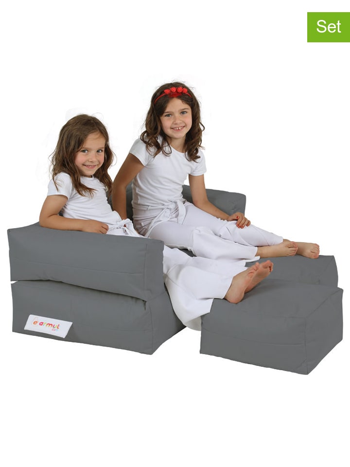 Evila 3tlg. Kinder-Sitzsack-Set in Grau günstig kaufen
