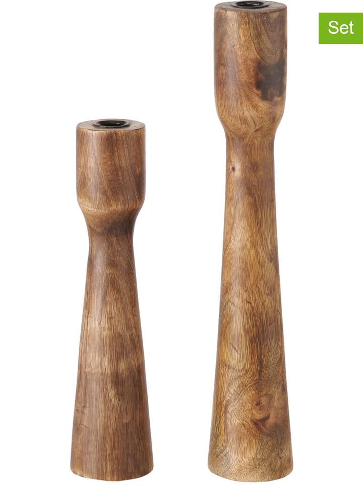 Świeczniki (2 szt.) "Caldeas" w kolorze brązowym