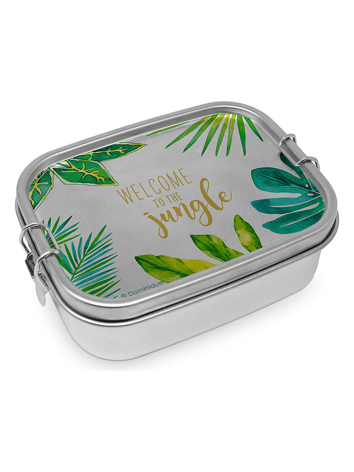 Roestvrijstalen lunchbox "Jungle" - (B)16,5 x (H)6 x (D)14 cm