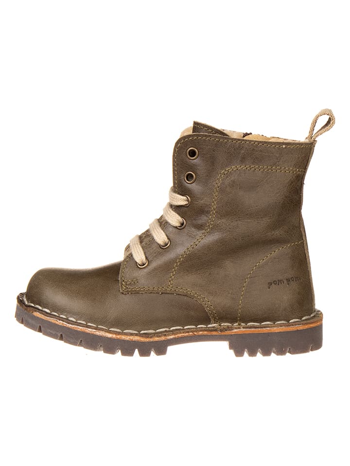 Leder-Winterboots in Khaki