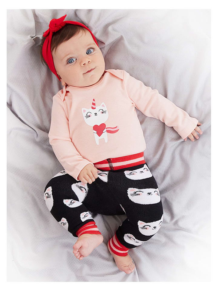 2tlg. Outfit "Cat" in Rosa/ Schwarz