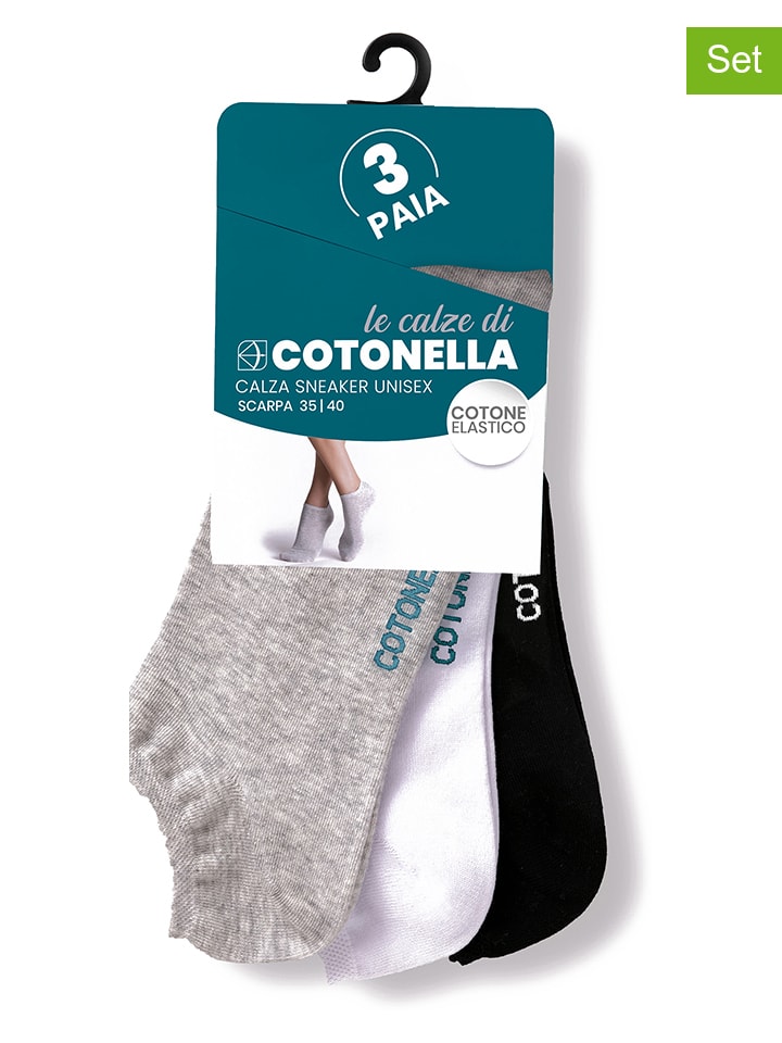 3er-Set: Socken in Grau/ Schwarz/ Weiß