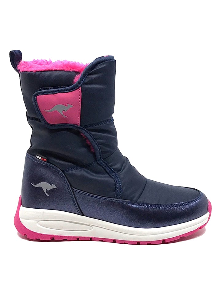Winterlaarzen "Belle" donkerblauw/roze/wit