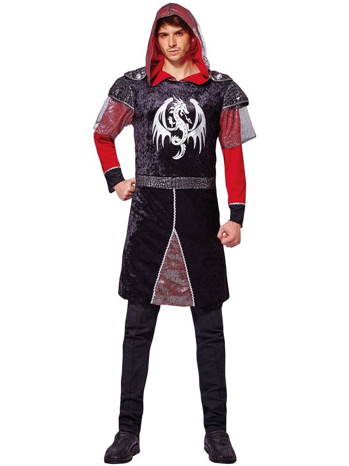 Kostuumbovendeel "Dragon knight" zwart/rood